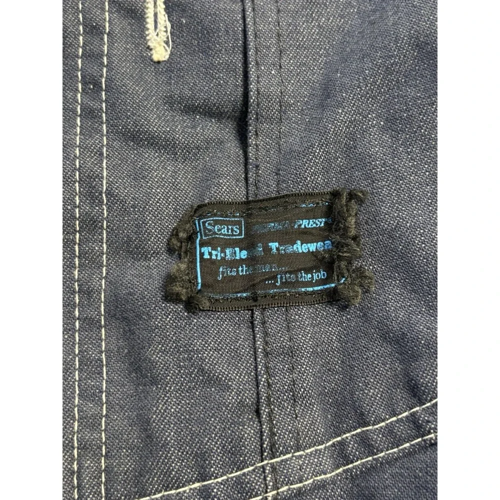 Vtg Sears Perma Prest Tri-Bend Carpenter Bib Overalls 36x30 Farmer Pants Union